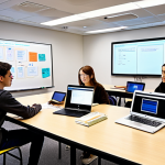 **

A brightly lit study room filled with young adults collaboratively working on laptops and tablets, surrounded by textbooks and notes. The room has a modern, tech-savvy feel with multiple screens displaying legal precedents and online study platforms. Focus on the collaborative aspect, with students discussing and debating points of law. Include a whiteboard with mind maps of legal concepts and the word "CONTRACT" prominently displayed. The overall tone is energetic and optimistic, conveying the idea of fresh perspectives and innovative learning strategies.

**