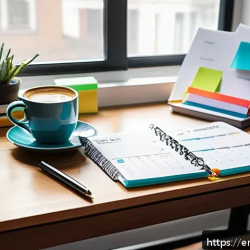 Home 32 법무사 시험 준비를 위한 과목별 계획표 작성법 - A focused study desk setup in a cozy home office with natural daylight streaming through a window. T...