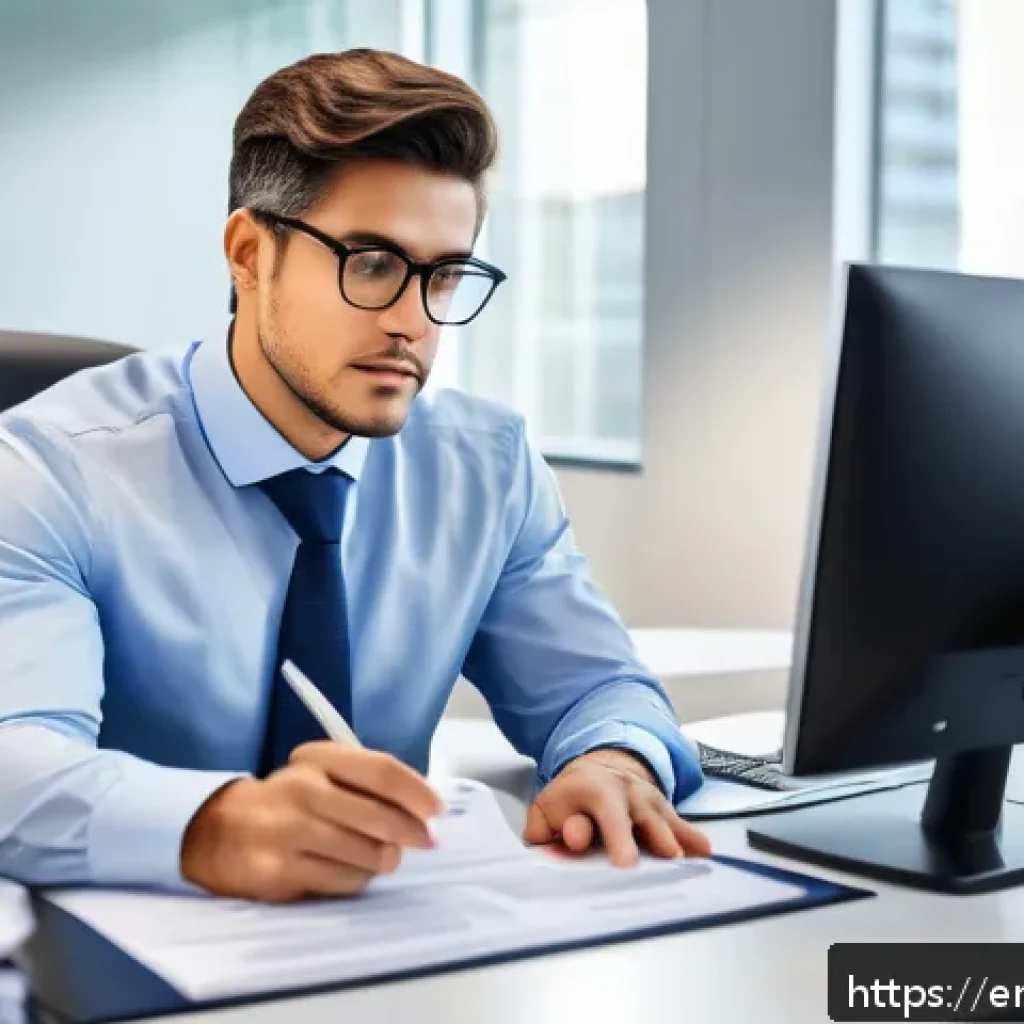 법무사로서 소송 대리인의 역할 - A professional legal process agent in a modern office setting, wearing business attire and carefully...