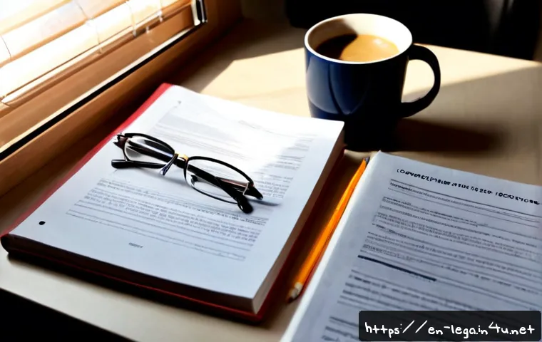 법무사 시험에서 반복되는 질문 유형 - Photorealistic study scene for recurring legal licensing exam question types, organized desk with a ...